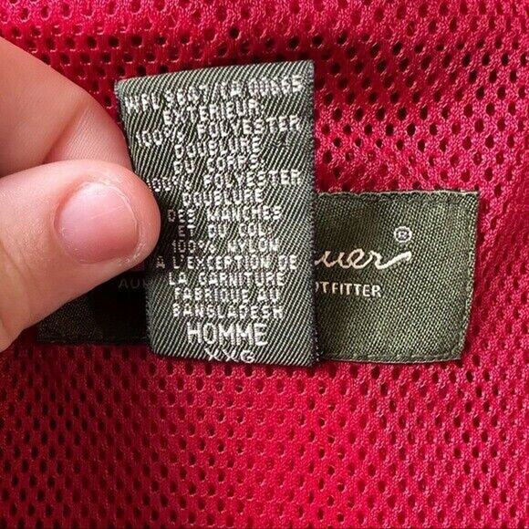 Eddie Bauer Red and Blue lightweight windbreaker with hidden hood and pockets - Picture 10 of 12